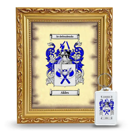 Akles Framed Coat of Arms and Keychain - Gold