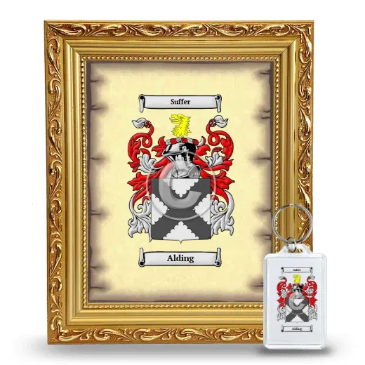 Alding Framed Coat of Arms and Keychain - Gold