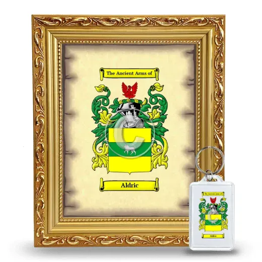 Aldric Framed Coat of Arms and Keychain - Gold