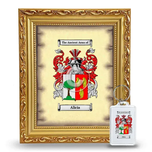 Alicia Framed Coat of Arms and Keychain - Gold