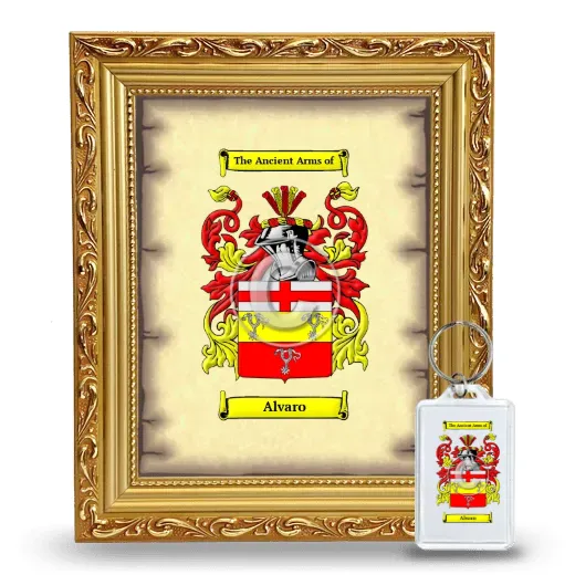 Alvaro Framed Coat of Arms and Keychain - Gold