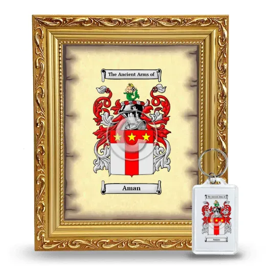 Aman Framed Coat of Arms and Keychain - Gold