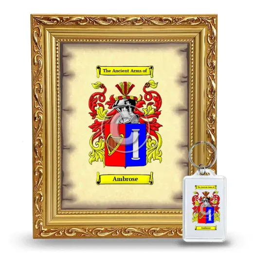 Ambrose Framed Coat of Arms and Keychain - Gold
