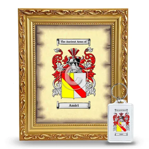 Amici Framed Coat of Arms and Keychain - Gold