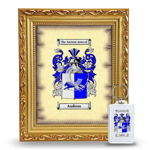 Andison Framed Coat of Arms and Keychain - Gold