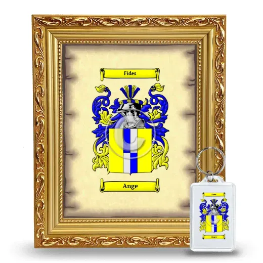 Ange Framed Coat of Arms and Keychain - Gold