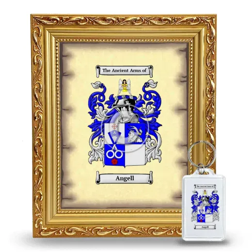 Angell Framed Coat of Arms and Keychain - Gold