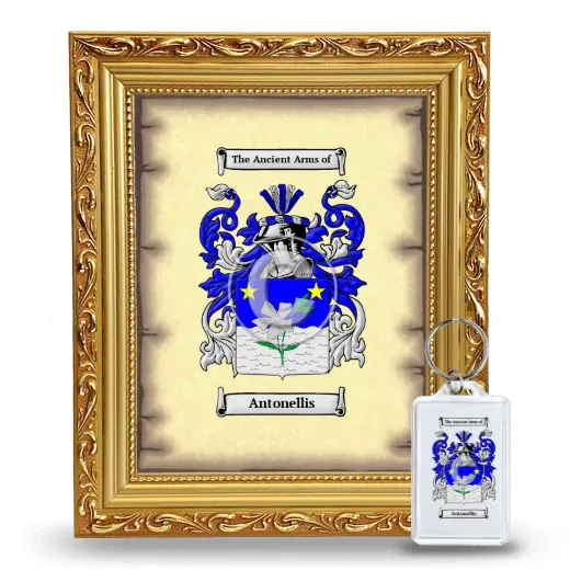 Antonellis Framed Coat of Arms and Keychain - Gold