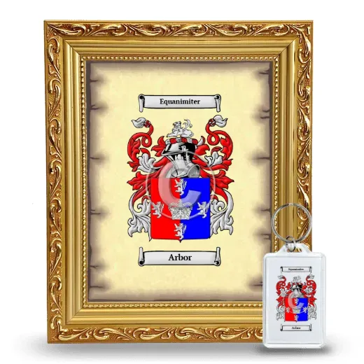Arbor Framed Coat of Arms and Keychain - Gold