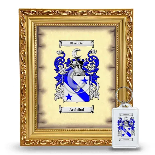Archibal Framed Coat of Arms and Keychain - Gold