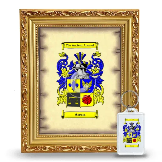 Arenz Framed Coat of Arms and Keychain - Gold