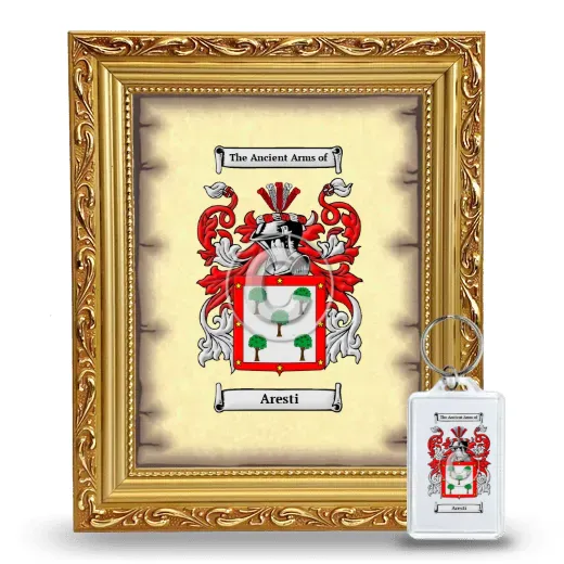 Aresti Framed Coat of Arms and Keychain - Gold