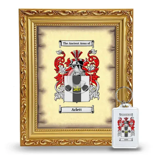 Arlett Framed Coat of Arms and Keychain - Gold