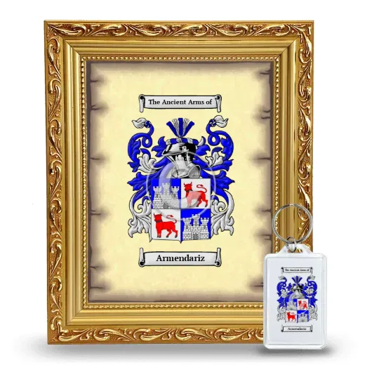 Armendariz Framed Coat of Arms and Keychain - Gold