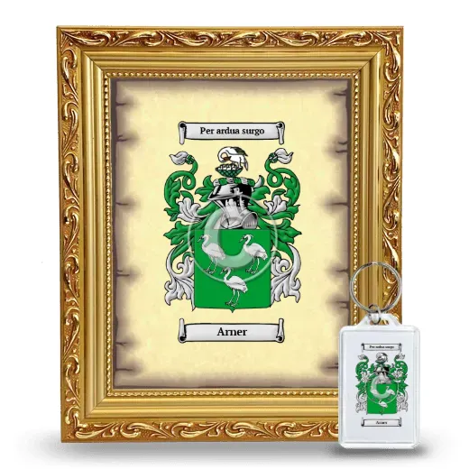 Arner Framed Coat of Arms and Keychain - Gold