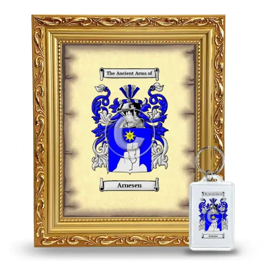 Arnesen Framed Coat of Arms and Keychain - Gold