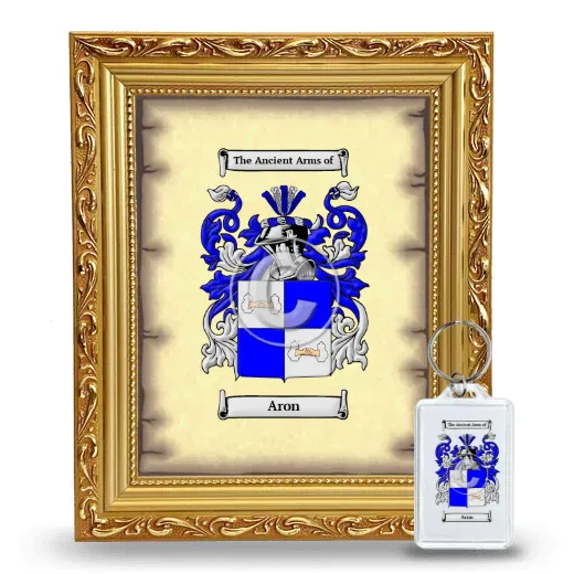 Aron Framed Coat of Arms and Keychain - Gold