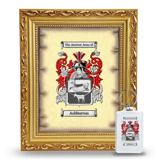 Ashburton Framed Coat of Arms and Keychain - Gold
