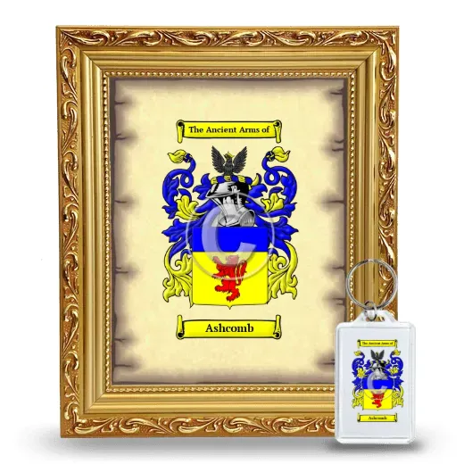 Ashcomb Framed Coat of Arms and Keychain - Gold
