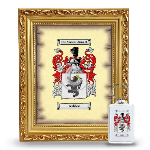 Ashlee Framed Coat of Arms and Keychain - Gold