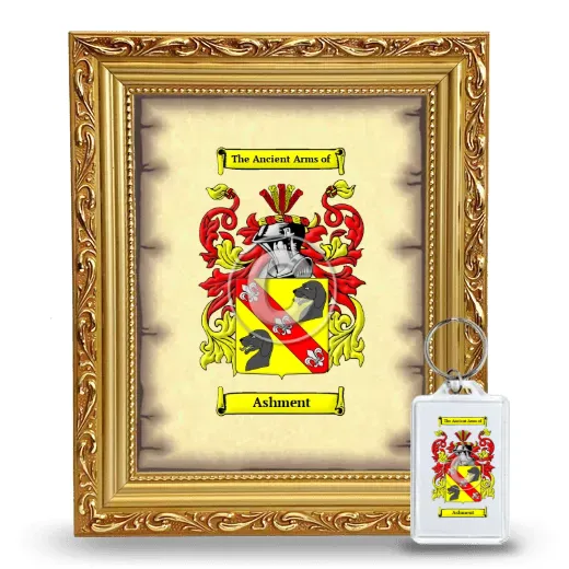 Ashment Framed Coat of Arms and Keychain - Gold