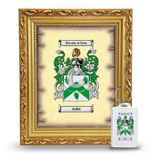 Aslet Framed Coat of Arms and Keychain - Gold