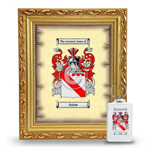 Astor Framed Coat of Arms and Keychain - Gold