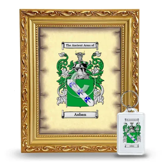 Auban Framed Coat of Arms and Keychain - Gold