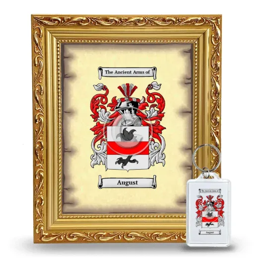 August Framed Coat of Arms and Keychain - Gold