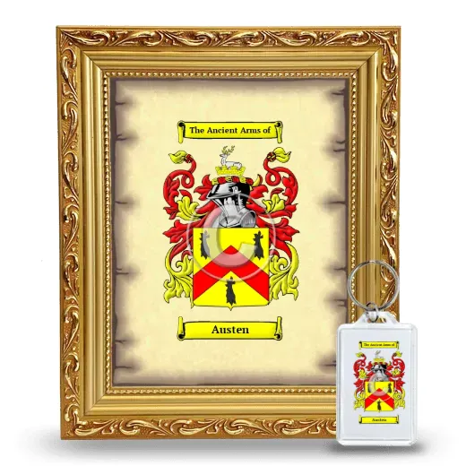 Austen Framed Coat of Arms and Keychain - Gold