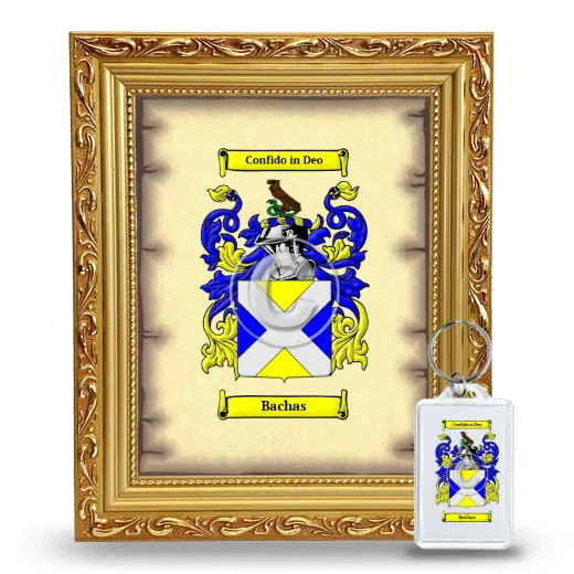Bachas Framed Coat of Arms and Keychain - Gold