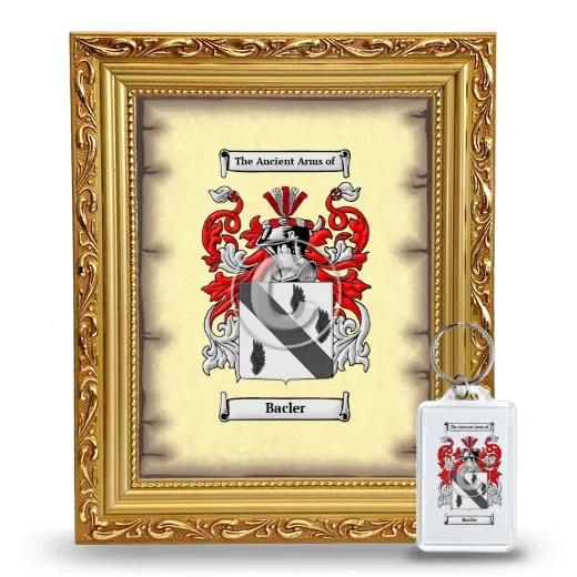 Bacler Framed Coat of Arms and Keychain - Gold