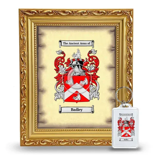 Badley Framed Coat of Arms and Keychain - Gold