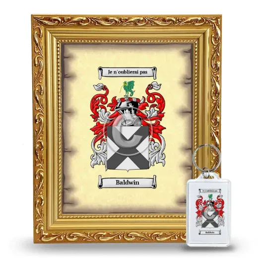 Baldwin Framed Coat of Arms and Keychain - Gold