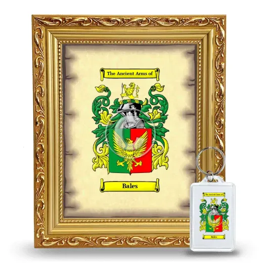 Bales Framed Coat of Arms and Keychain - Gold