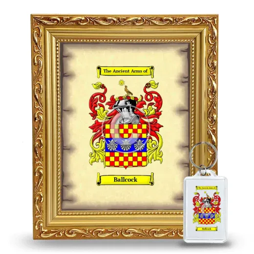 Ballcock Framed Coat of Arms and Keychain - Gold