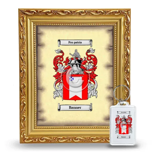 Banner Framed Coat of Arms and Keychain - Gold