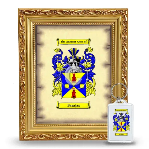 Barajas Framed Coat of Arms and Keychain - Gold