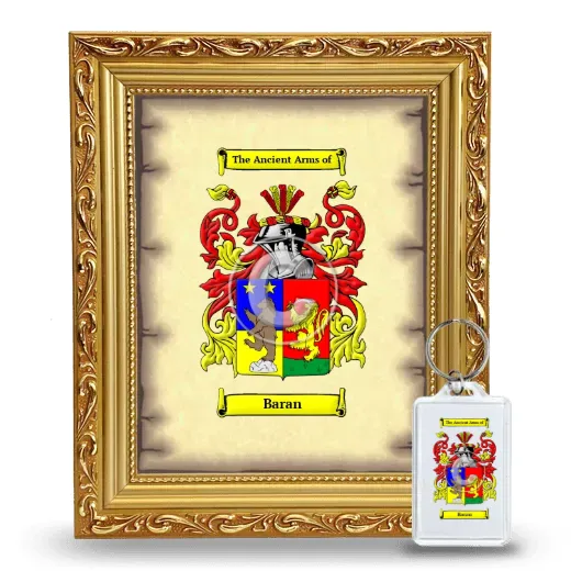 Baran Framed Coat of Arms and Keychain - Gold