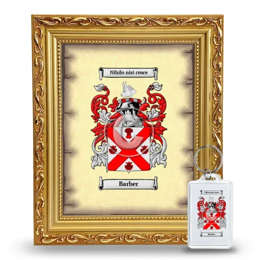 Barber Framed Coat of Arms and Keychain - Gold