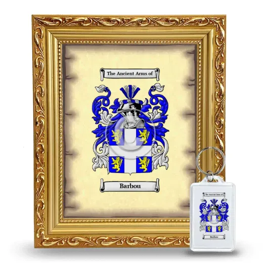 Barbou Framed Coat of Arms and Keychain - Gold