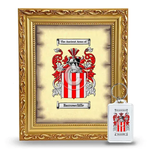 Barrowcliffe Framed Coat of Arms and Keychain - Gold