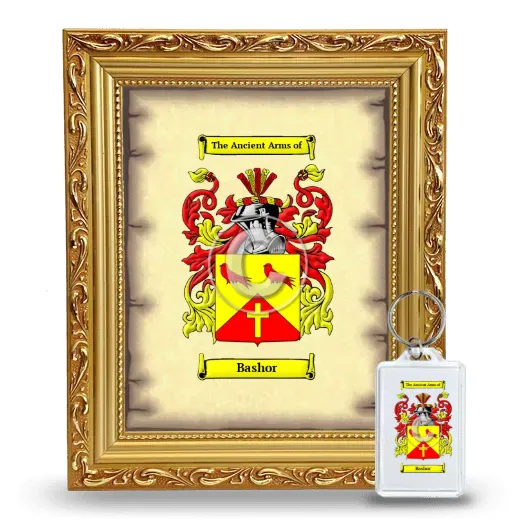 Bashor Framed Coat of Arms and Keychain - Gold