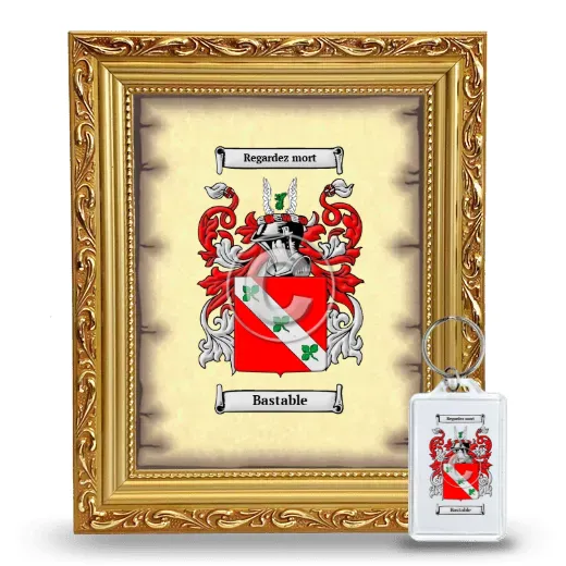 Bastable Framed Coat of Arms and Keychain - Gold