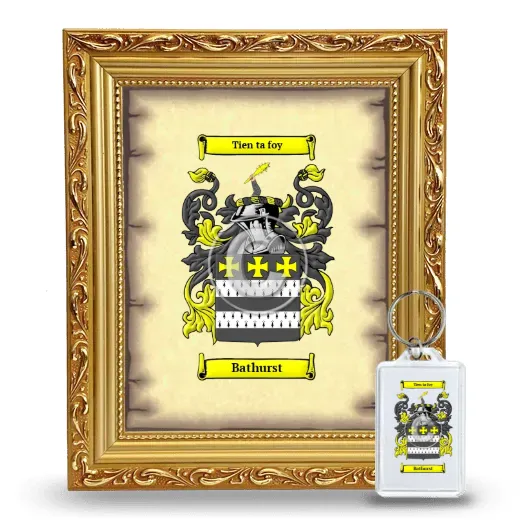 Bathurst Framed Coat of Arms and Keychain - Gold