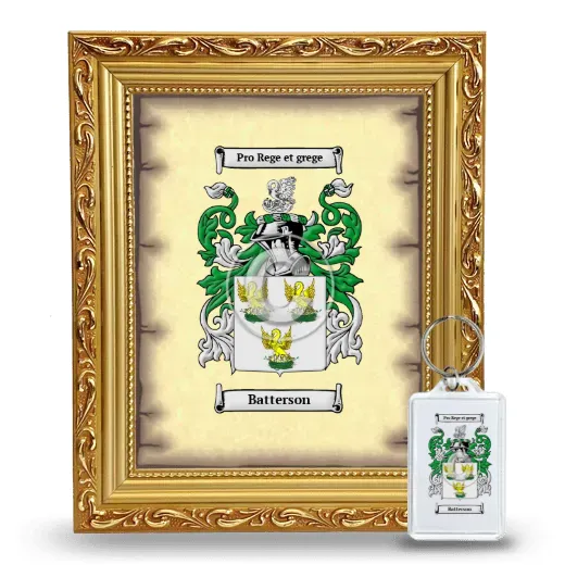 Batterson Framed Coat of Arms and Keychain - Gold