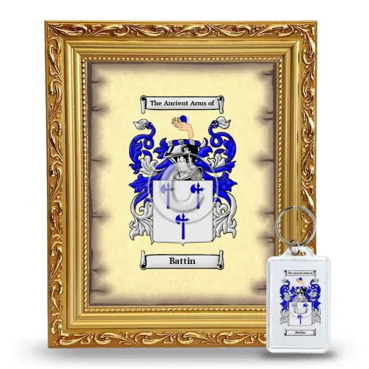 Battin Framed Coat of Arms and Keychain - Gold