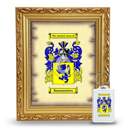 Bauermeister Framed Coat of Arms and Keychain - Gold