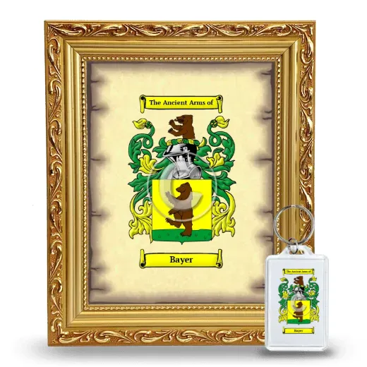 Bayer Framed Coat of Arms and Keychain - Gold