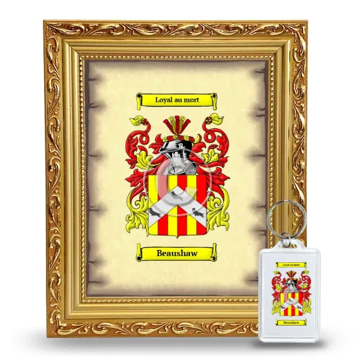 Beaushaw Framed Coat of Arms and Keychain - Gold